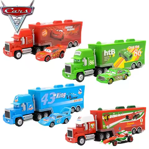 2 pcs 1:55 Disney Pixar Cars 2 Lightning McQueen Uncle Jimmy The King Chick Hicks Metal Modle Educat