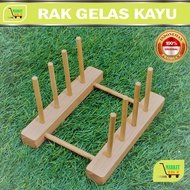 RAK GELAS KAYU - TEMPAT GELAS - RAK CANGKIR GANTUNG - LOKAL