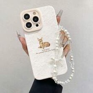 Lace Deer Painted Straight Edge Perforated Minimalist Shockproof Thick Phone Protective Case, Printe