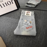 EVISU2222 European Station Jeans Men Print Casual Slim-fit