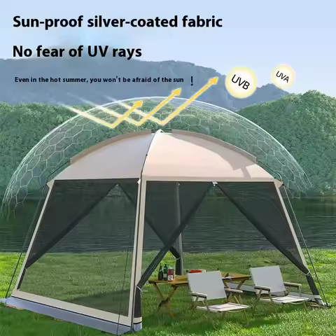 Outdoor Large Tent Canopy Sunshade Netting Portable Mosquito-Proof Tent Beach Camping Gazebo