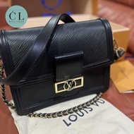 Lv dauphine MM epi leather black second bekas original full set