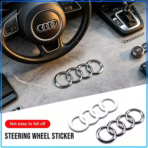 1pc ABS 4 Rings Car Steering Wheel Center Cover Emblem 3D Sticker For Audi A8 A5 A6 C5 C6 C7 A7 A1 A