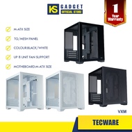 TECWARE VXM M-ATX PC CHASSIC / PC CASE [ BLACK / WHITE ] Tempered Glass Panel / Mesh Panel