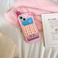 Cute Retro Telephone Call Phone Liquid Silicone Casing IPhone 14 Pro Max 13 Pro Max 12 Pro IPhone 11 Soft Pink IPhone Cover