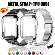 Watch Case + band For Iwatch 7654321SE Stainless Steel Metal Strap For iwatch 45 44 41 40 38 42mm screen protector case