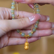 Gelang Giok Asli/Gelang Liontin Kacang/Gelang Giok Wanita Warna Hijau/Gelang Batu Alam/Gelang Manik/