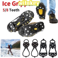 WITAKEY 1 Pair Shoes Crampons, 5/8 Teeth Anti-Slip Ice Gripper Spike,  Spike Universal Spike Grips C