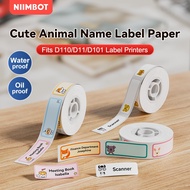NIIMBOT D11 D110 D101 Printer Label Cute Cartoon Animal Thermal Waterproof School Sticker Nama