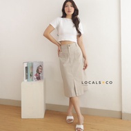 KATUN Adele Midi Cotton Skirt/Midi Slit Cotton Skirt