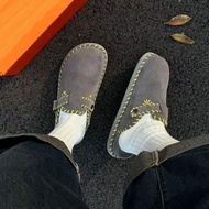 H8 | Orange Handmade Suede Half Slipper Shoes