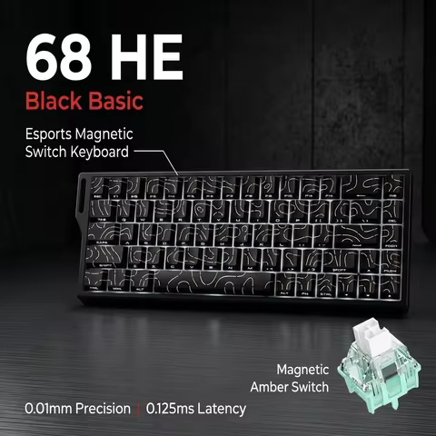 Wired Mechanical Keyboard 68 Keys RGB Backlit Mini Compact Gaming Keyboard Hall Effect Magnetic Swit