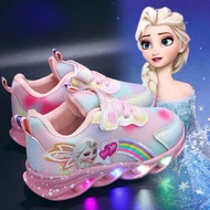 Sepatu Sneakers Import LED Frozen Elsa Anak Perempuan Lucu Manis/ Sepatu Kets Kasual Lampu LED Nyala