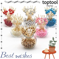 TOPTOOL Pearl Cocktail Picks Skewer Household Bamboo Fruit Picks