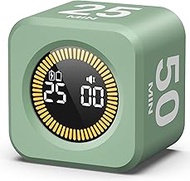 KADAMS Pomodoro Cube Timer Productivity Visual Timer - 5/10/25/50 Min Rotating Countdown (1, Green)