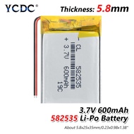 wonderful♠582535 3.7V 600mAh Rechargeable li lithium polymer po Battery For Watch GPS LED Light MP3 
