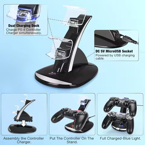 For PS4 Controller Charger Dual Charging Dock Fast Charging Station Charger Stand For PlayStation4/P