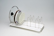 不鏽鋼 可調式 盤架　可收納 湯鍋　可掛於 掛桿　碗盤架　廚房架