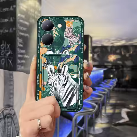 Fashion Design Card bag Phone Case For VIVO Y77t 5G/Y36 5G/Y27 5G protective Card slot Graffiti Shoc