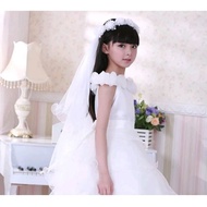 Elegant White Veil with Floral Accents Kids Girl Communion Head Crown Accessories for Ceremonies