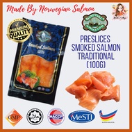 Smoked Salmon Traditional/Original/Black Paper Pre Slices/Norwegian Salmon 100g