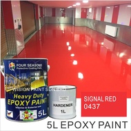 5Litre ( SIGNAL RED 0437 ) Paint Epoxy Floor Paint Coating ( FOUR SEASONS ) 5L (Cat Lantai Simen Epoxy)