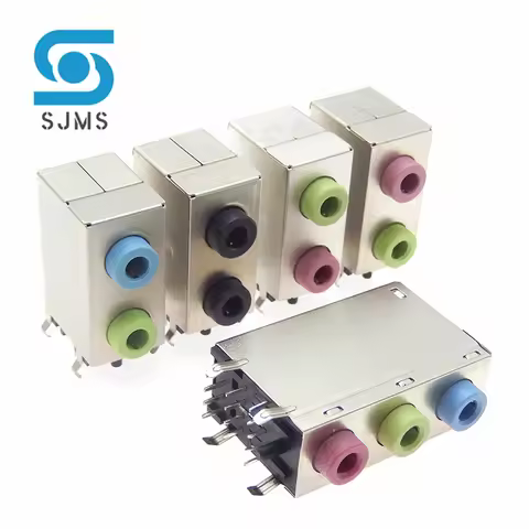 1Pcs PJ306E Headphone Jack 3.5mm 2P 3P red + green + Blue Desktop Computer Motherboard Audio Socket 