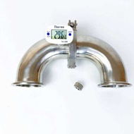 Tri-Clamp Sanitary Pipe Size 2" (51 Mm.) OD64 Mm. 90 Degrees "U" Type Set With Electronic Thermomete