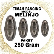 250 Gram package | 1/4 Kg Lead fishing weights, melinjo type, more aerodynamics