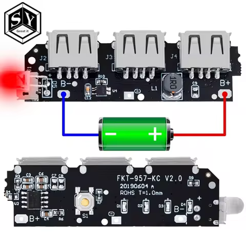 5V 2.1A 3 USB Power Bank Battery Charger Module Circuit Board Step Up Boost DIY 5V 2.1A 3 USB Power 