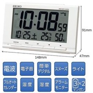 【全場免運】日本 SEIKO 多功能 電波 大螢幕+濕度+溫度 鬧鐘 SQ789W 現貨