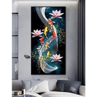 lukisan dinding ikan koi 9 ekor ruang tamu hiasan - Future Art Painting