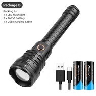 Alonefire H49ที่สว่างที่สุดXlamp XHP90ไฟฉายLED 26650 USB Superที่มีประสิทธิภาพไฟฉายกันน้ำไฟฉายแบบซูม