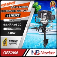 Newber Ogawa 6.5HP 4 Stroke Boat Engine Petrol OutBoard Motor 196cc (No Need 2t Oil) Free Engine Oil