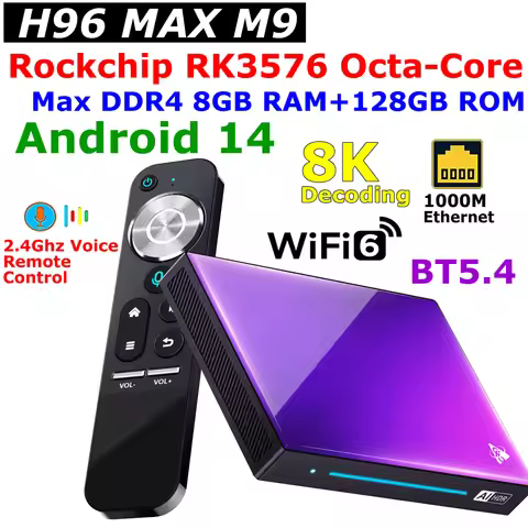 Rockchip RK3576 Octa Core Android 14 TV BOX H96 MAX M9 DDR4 8GB 128GB 1000M LAN USB3.0 Wifi 6 BT5.4 