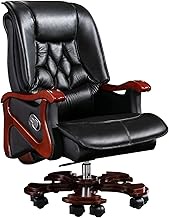 SMLZV High Back Cowhide Boss Chair,Solid Wood Executive Office Chair with Spring Bag and Massage Function,Adjustable Liftable Ergonomic Recliner