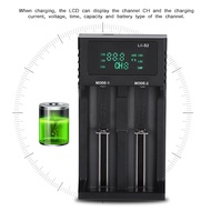 Universal Battery Charger 2 Slots Independent Charging with LCD Screen DC 5.0V 2A Input 3 Current Le