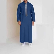 Long Muslim Robe Men's Zipper Collr Design Simple Arbic Style Cross-Border Men's Long Cot Jcket