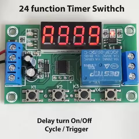 0.01S-999min DC 5V/12V/24V LED Display Timer Switch Delay Time Turn On/off Trigger Cycle Open Close 