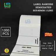 LABEL STIKER BARCODE 80X40 MM LABEL SEMICOATED 8X4 CM 1000 PCS - Putih 1000 PCS