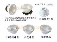 BZ水冷 CREE XML T6 &amp; U2 專用聚光透鏡 珠面 25/45/60度可選 (另有售T6.U2)