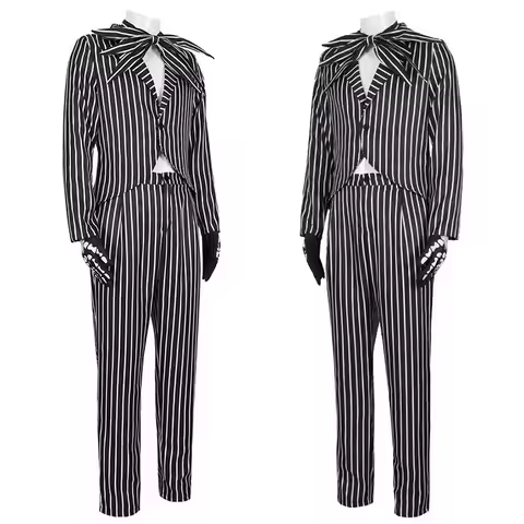 2025 New Skellington Cosplay Costume for Adult The Nightmare Before Christmas Jack Uniform Clothes M