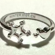 2026 Hot-selling New Style AESPA Jinwenting Fashion Simple Snowflake Love Heart Ring Lettering WINTE