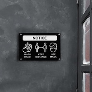 INPI HOUSE Signage Notice Health Protocol - Health Protocol Sign - Black Acrylic 20x30cm
