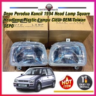 Depo Perodua Kancil 1994 Head Lamp Square Headlamp Plastic Lampu Clear OEM Taiwan DEPO LAMPU DEPAN H