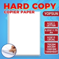 100Pcs Hard Copy Bond Paper Short / A4 / Long High Quality 70gsm / 80gsm / 100gsm Copy Paper A4 Pape