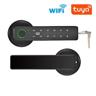 Tuya SmartLife APP WiFi Smart Fingerprint Password RFID IC Card Lock Dead Bolt For Indoor Home Woode