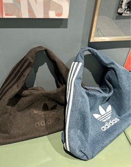 2色選 adidas 三葉草 3-striped 牛仔布肩咩袋 付可拆卸零錢包 tote bag