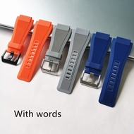 Suitable for Bell Ross Bell Ross BR01/BR03 Soft Rubber Watch Strap Pin Buckle Accessories 34 * 24mm