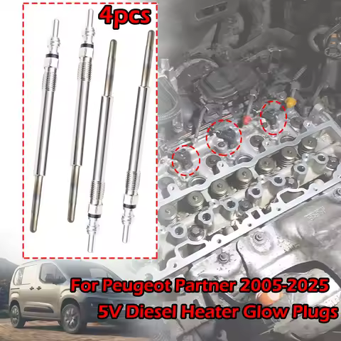 4pcs/kit For Peugeot Partner 2005-2025 1.6 HDi 207 807 508 5V Diesel Heater Nickel Plating Glow Plug